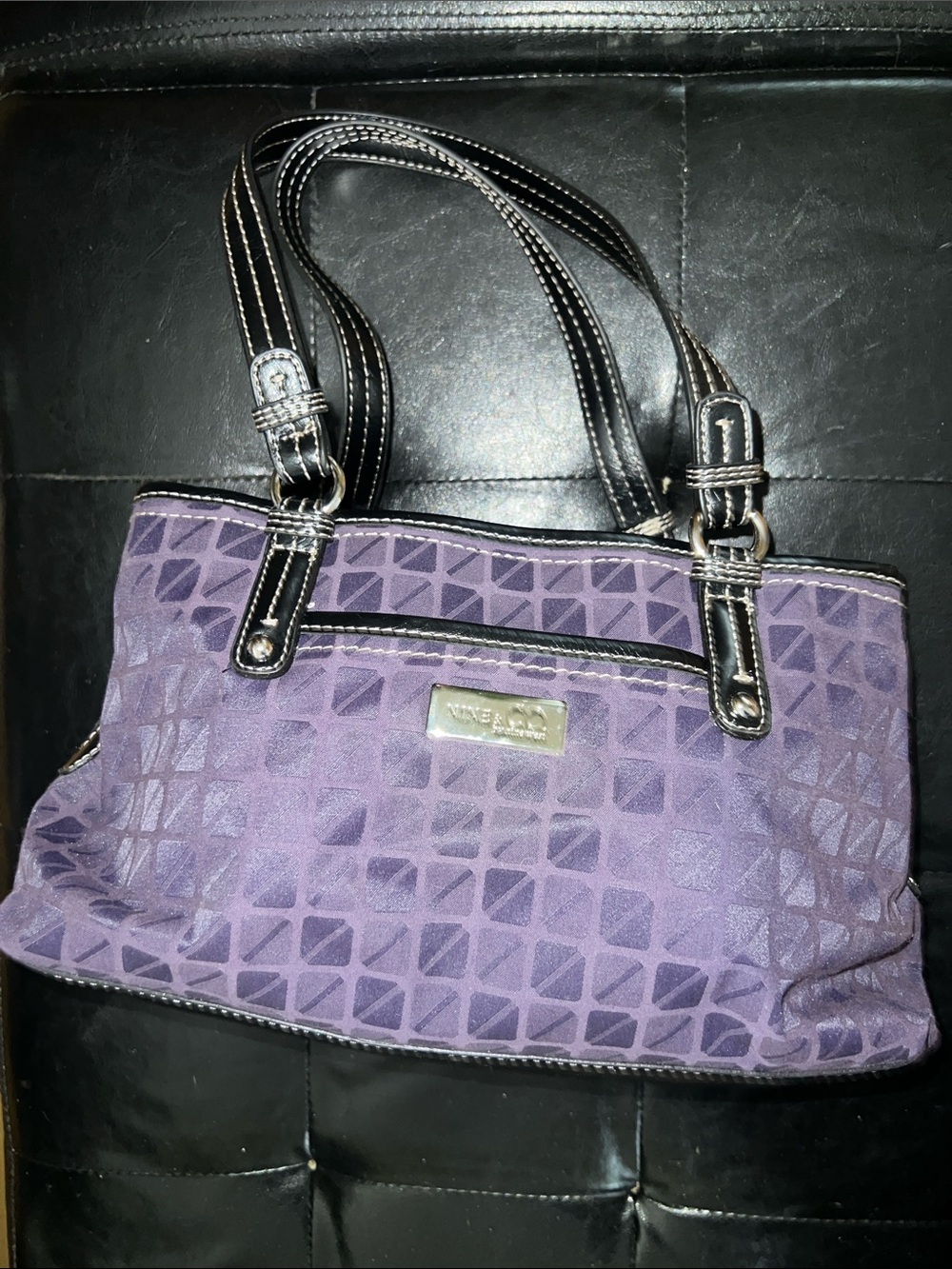 Nine & Co. Purple Shoulder Bag with Black Handles
